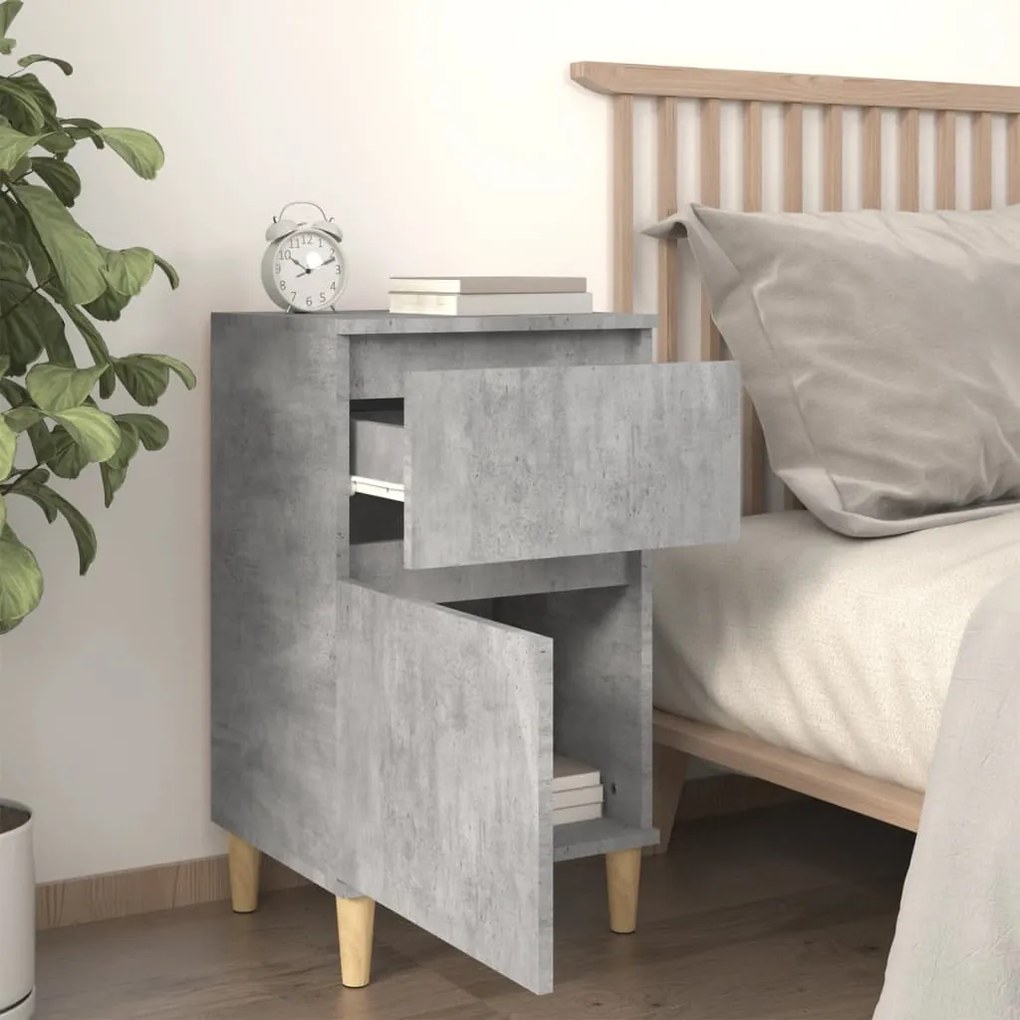 Comodini 2 pz grigio cemento 40x35x70 cm