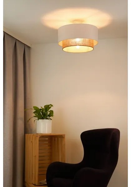 Duolla - Lampadario a plafone BOHO 1xE27/15W/230V diametro 45 cm bianco/marrone