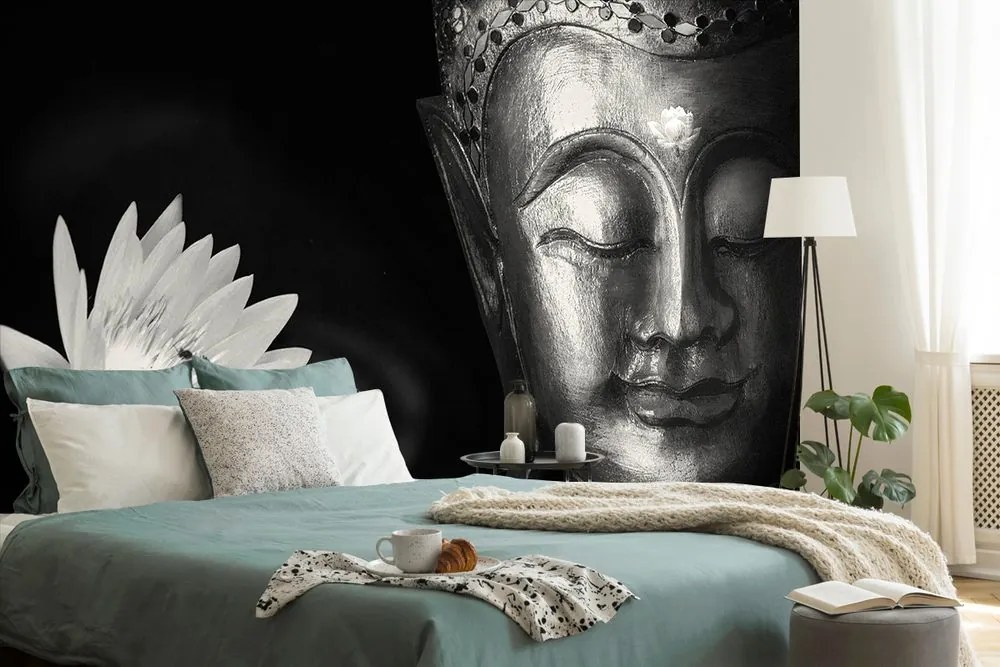 Carta da parati autoadesiva – Buddha divino in bianco e nero