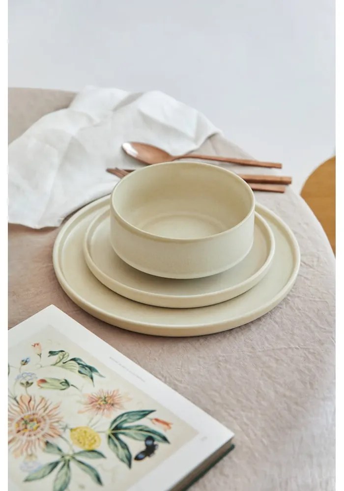 Set di piatti color crema in gres 12 pz Malia - Bonami Selection