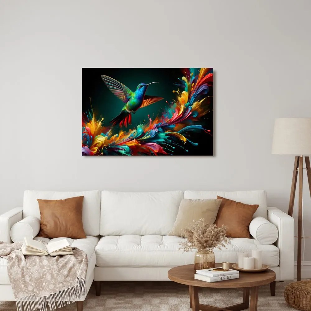Quadro su tela – Colibrì colorato in volo
