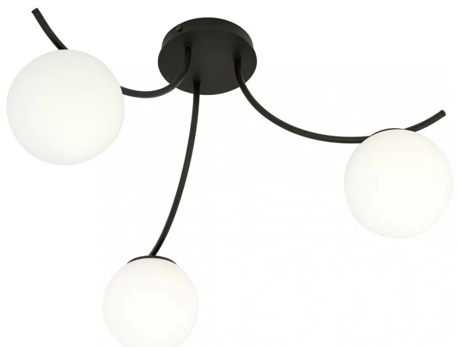 Lampadario da Soffitto in Acciaio e Vetro BOSTON 3 Nero 3xE14 Colore delle Sfere Bianco