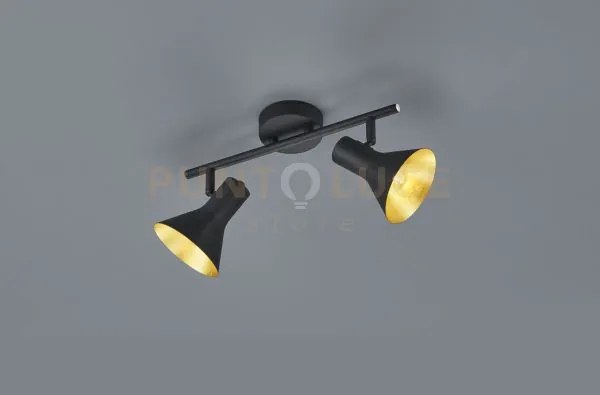 Nina barra 2 spots attacco e14 diffusori metallo nero + oro 33cm