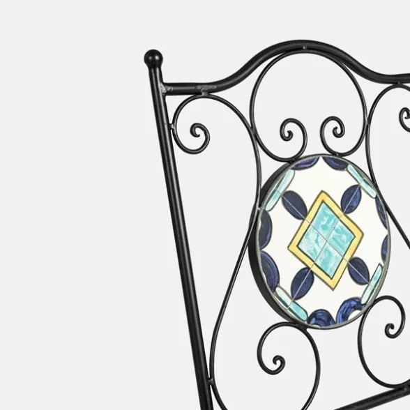 Set bistrot da giardino in mosaico con tavolino tondo e sedie pieghevoli Positano Bizzotto