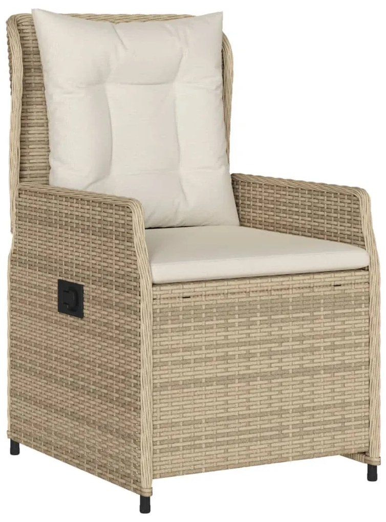 Set da pranzo da giardino 7 pz con cuscini beige in polyrattan