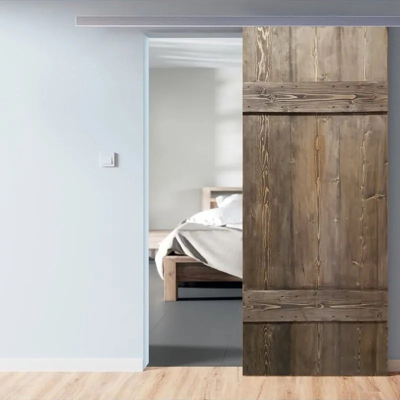 Porta scorrevole Barn Ebano in legno, L 86 x H 215 cm, con binario Alu/legno