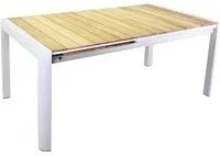 Tavolo alluminio Idaho Plus allungabilebianco top teak cm180/240x100h76