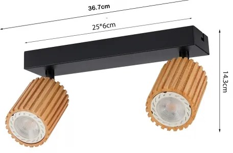 Brilagi - Faretto MODERN WOOD 2xGU10/8W/230V legno/nero