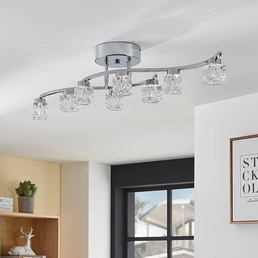 Plafoniera a LED Yaro Lindby, dimmerabile, Cromo / Argento, Soggiorno / Sala da pranzo, Metallo, Moderno, Plafoniera LED
