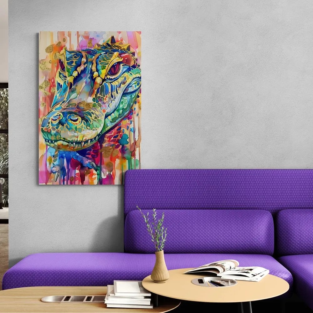 Stampa su tela – Coccodrillo con imitazione di pittura