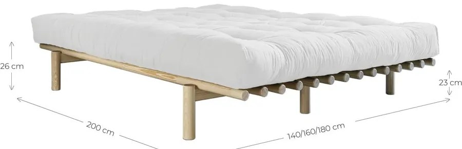 Letto matrimoniale in legno di pino con griglia 140x200 cm Pace - Karup Design