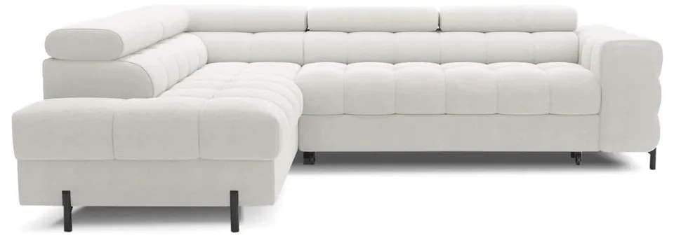 Divano angolare color crema allungabile/con contenitore (con penisola a sinistra/a L) con rivestimento in bouclé Ferucce – ELTAP