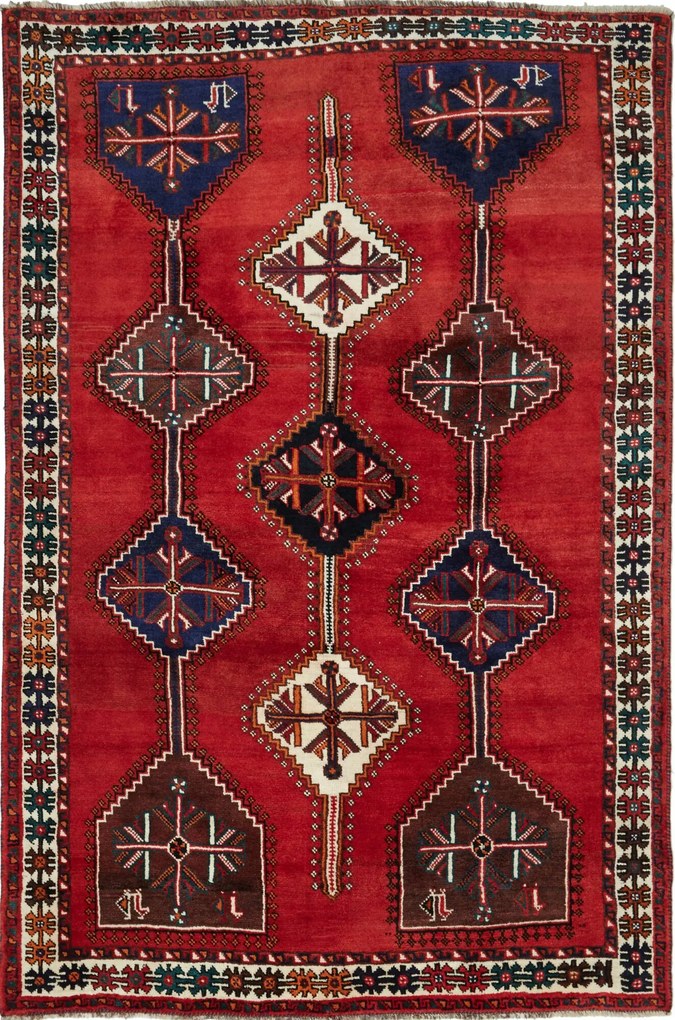 Shiraz Tappeto 170x250 Rosso (Iran) Annodato A Mano