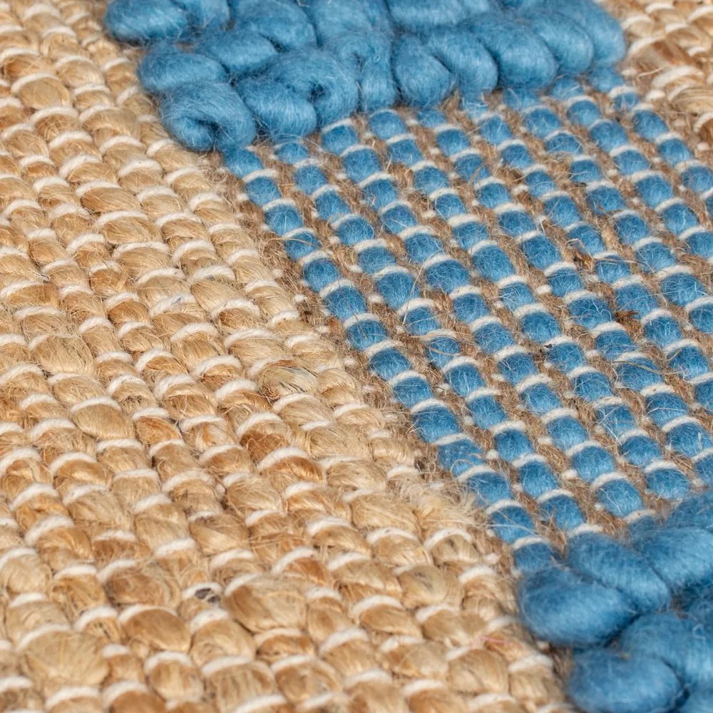 Passatoia blu/di colore naturale in misto iuta tessuta a mano 60x230 cm Medina Jute – Flair Rugs