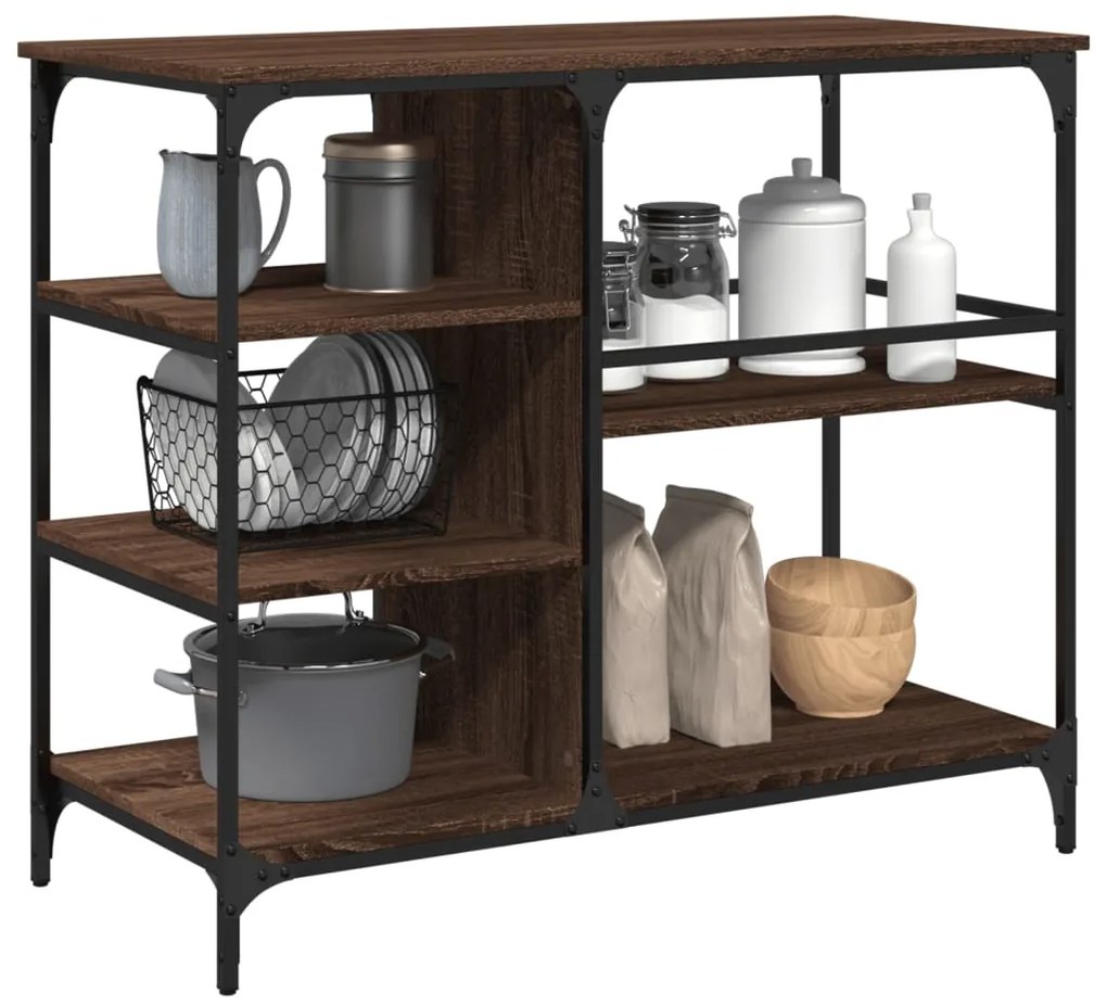 Carrello cucina rovere marrone 100x45x89,5 cm legno multistrato