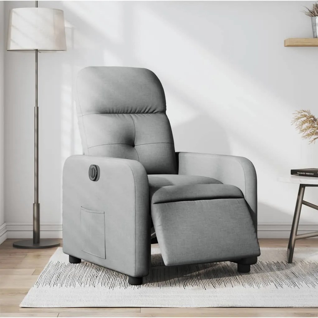 Poltrona Elettrica Reclinabile Grigio Chiaro İn Tessuto /