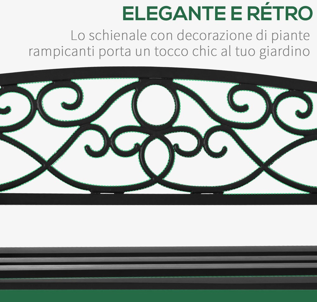 Panchina da Giardino 2 Posti 128x58,5x85 cm in Acciaio e Ghisa Nero...