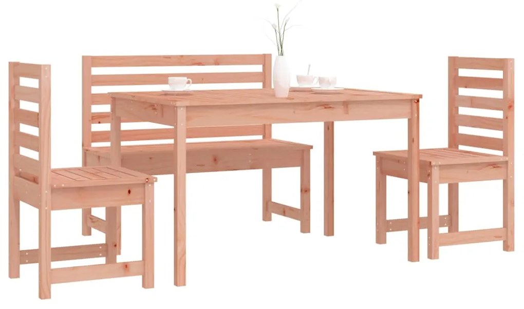 Set da pranzo per giardino 4 pz in legno massello di douglas