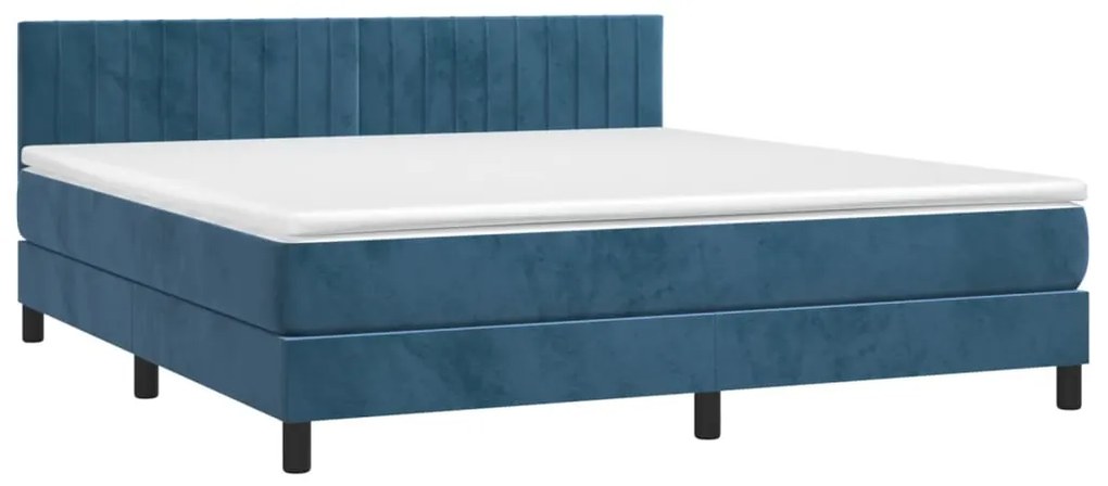 Letto a molle con materasso e led blu scuro 180x200 cm