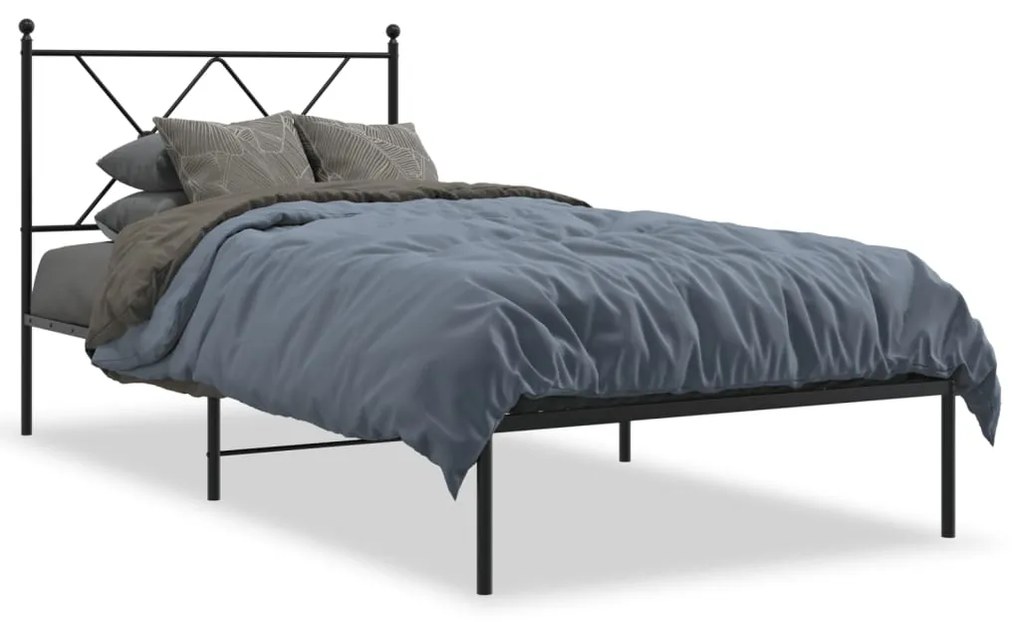 Giroletto Con Testiera İn Metallo Nero 90x200 Cm /
