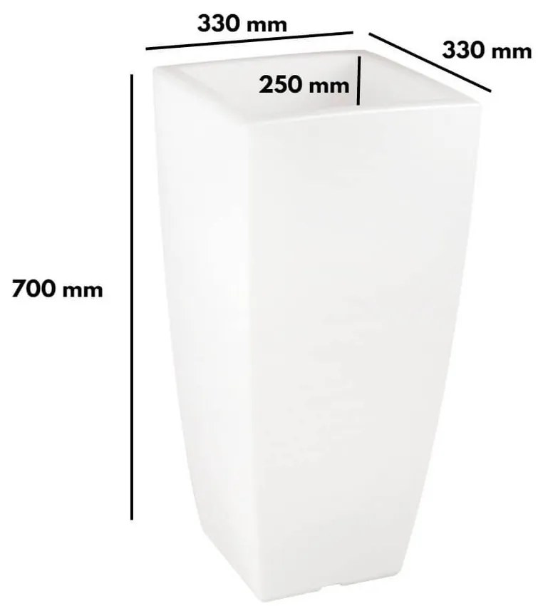 Vaso Illuminabile Quadrato 33x33xH70cm E27 Colore Bianco
