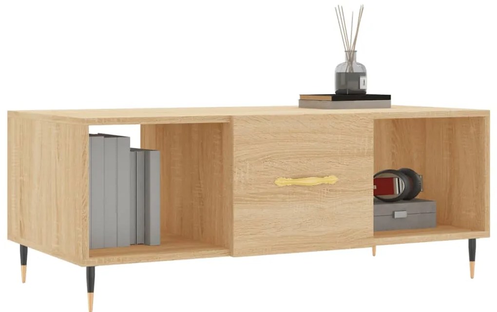 Tavolino da salotto rovere sonoma 102x50x40cm legno multistrato