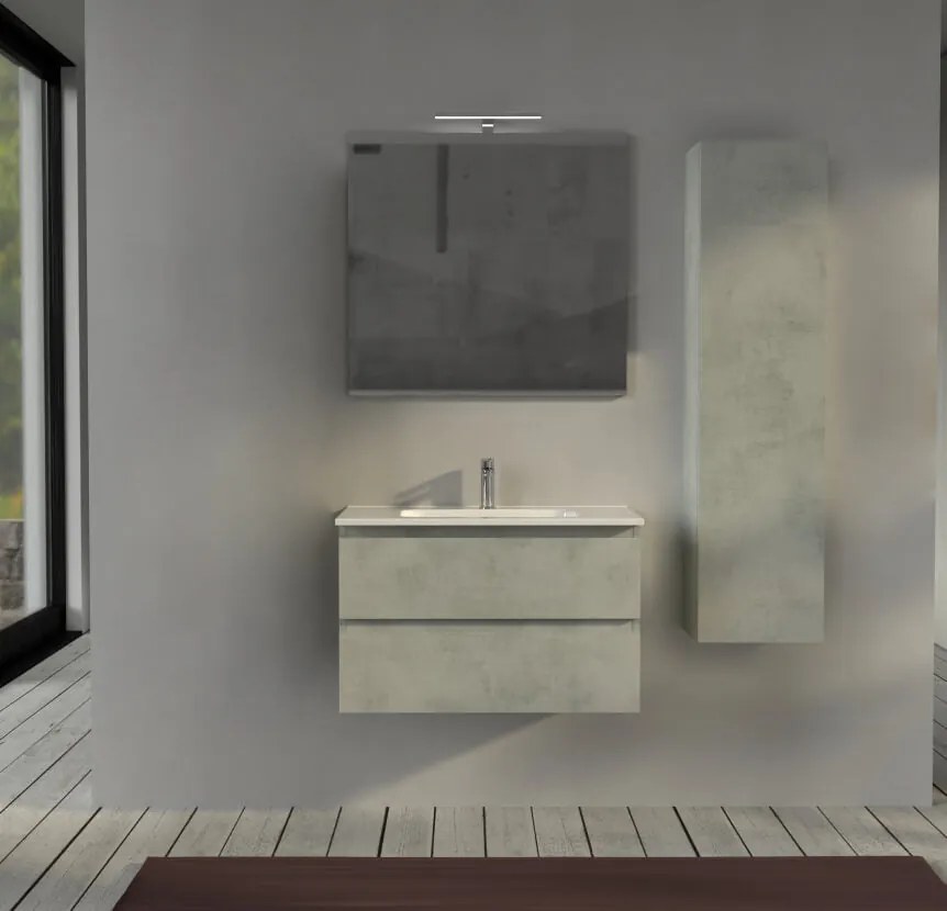 Mobile da bagno 80 cm sospeso Grigio - Sofia