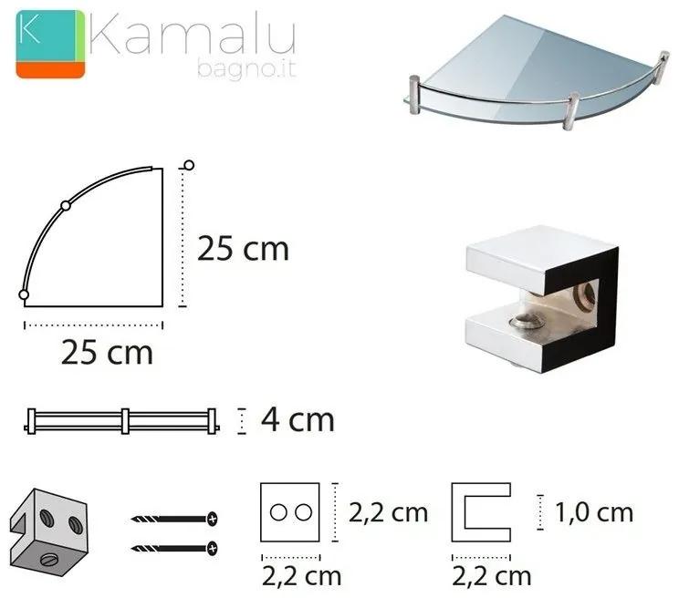 Kamalu - pensile bagno 25cm in vetro semicircolare vitro-40