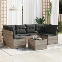 Set Divani da Giardino 7pz con Cuscini Grigio Chiaro Polyrattan 3249241