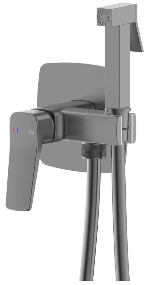 KFA Armatura 4529-512-61-Bidet. Miscelatore per bidet con doccetta estraibile per installazione ad incasso MALAGA, grigio metallizzato