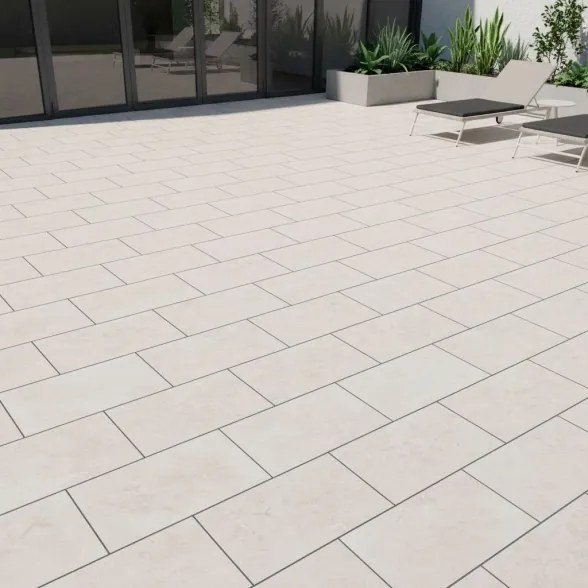 Pavimento Da Esterno 20x40 In Gres Porcellanato Effetto Pietra Bianca R11
