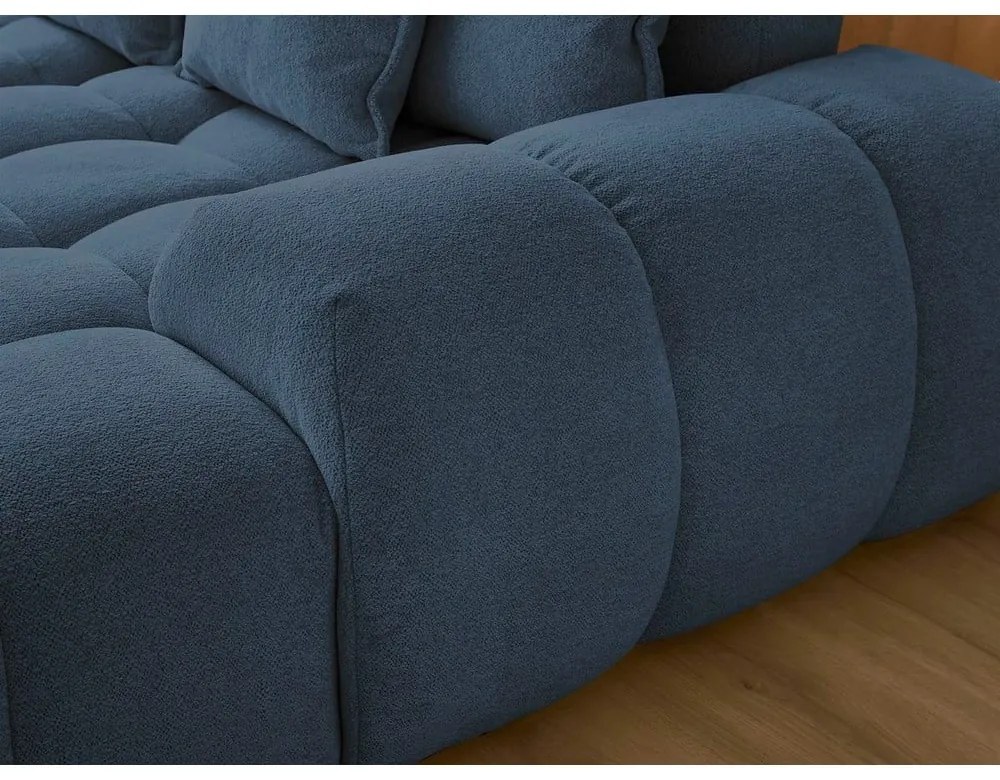 Divano angolare blu scuro allungabile e con contenitore (penisola a sinistra/a U) con rivestimento in ciniglia Everest – Bobochic Paris