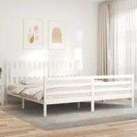 Giroletto con Testiera Bianco 200x200 cm in Legno Massellocod mxl 117757