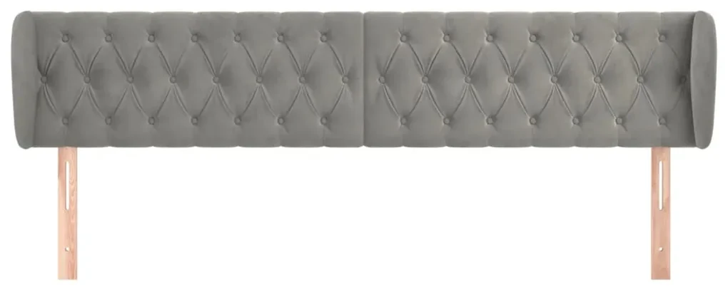 Testiera ad orecchio grigio chiaro 203x23x78/88 cm in velluto