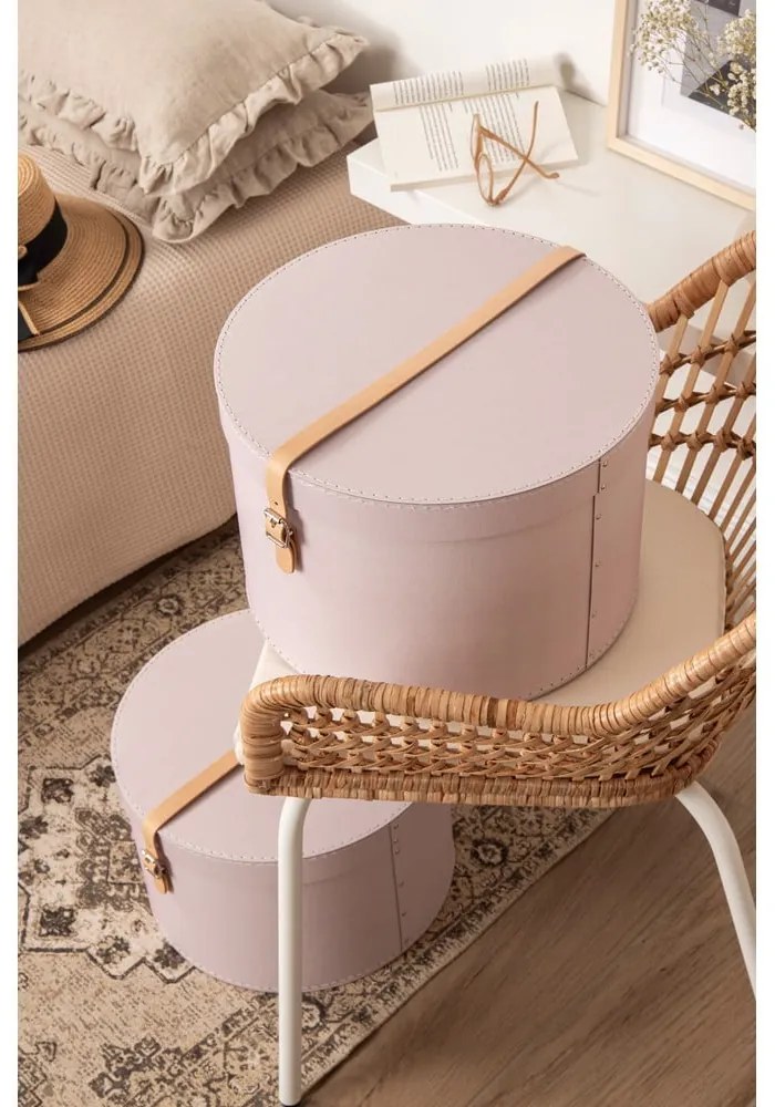 Scatole in set con coperchio/decorative rosa chiaro in cartone 2 pz ø 37,5x25 cm Rut Restore Paper Laminate – Bigso