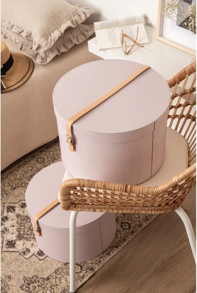 Scatole in set con coperchio rosa chiaro in cartone 2 pz ø 37,5x25 cm Rut Restore Paper Laminate – Bigso