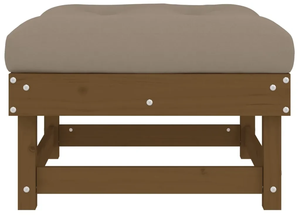 Poggiapiedi giardino con cuscini 2pz legno massello pino miele