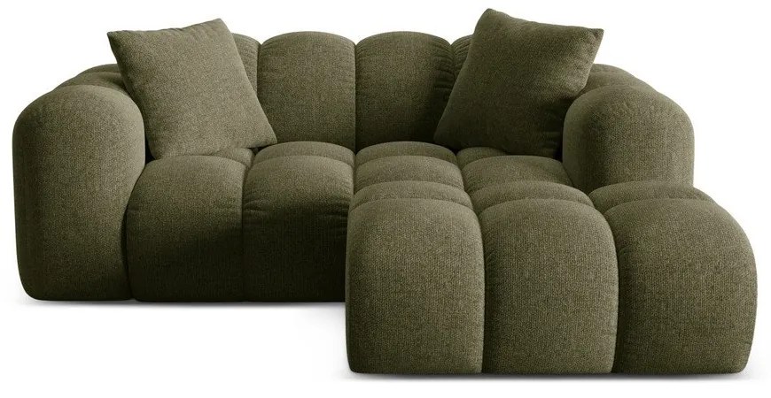 Divano angolare verde (con penisola a destra/con chaise lounge) con rivestimento in ciniglia Treno – Cosmopolitan Design