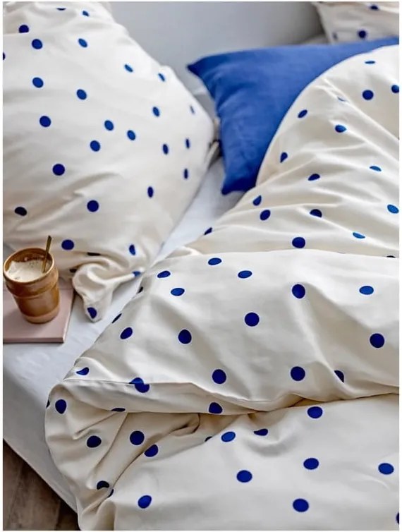 Set copripiumino e federa blu/color crema in raso di cotone per letto singolo 140x200 cm Solaris – Södahl