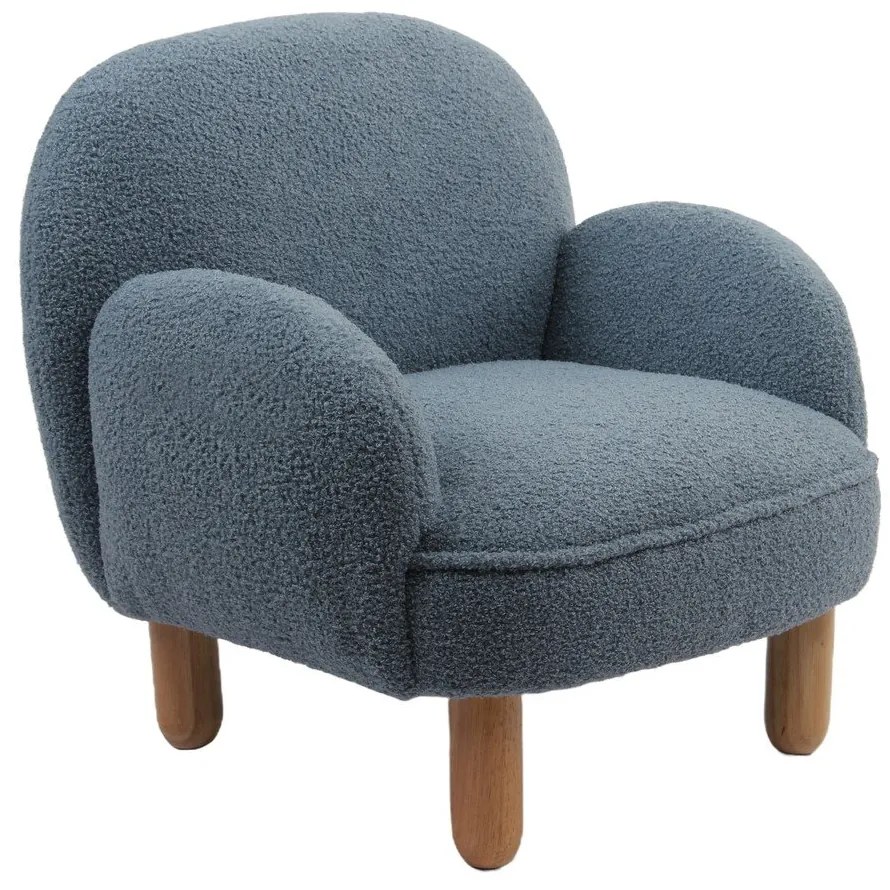 Poltrona per bambini blu con rivestimento in bouclé Rocky – Vipack