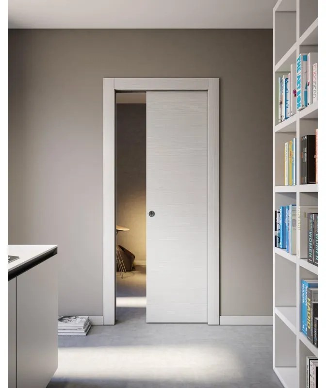 Porta scorrevole Rimini bianco matrix L 60 x H 210 cm reversibile