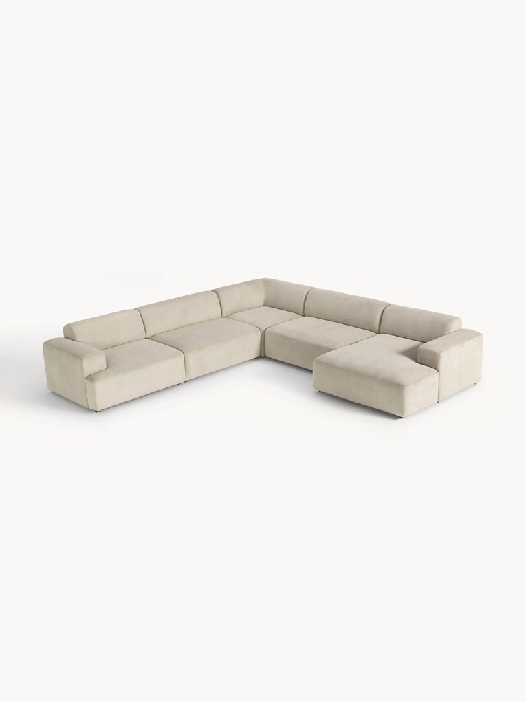 Divano angolare XL in velluto a coste Melva