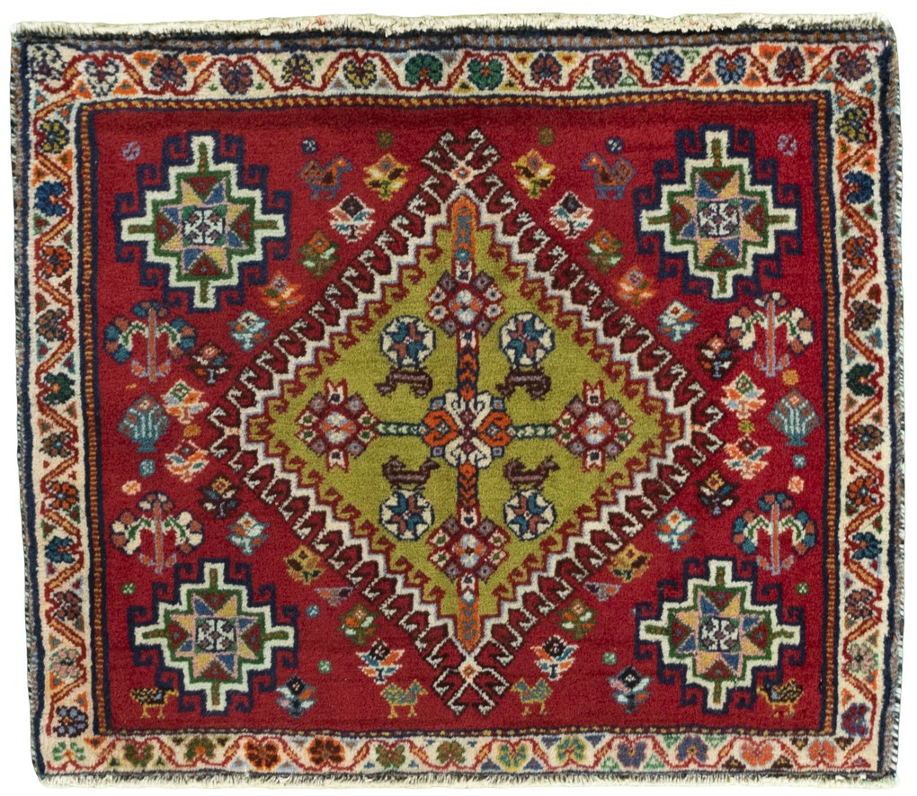Shiraz Tappeto 50x60 Rosso (Iran) Annodato A Mano