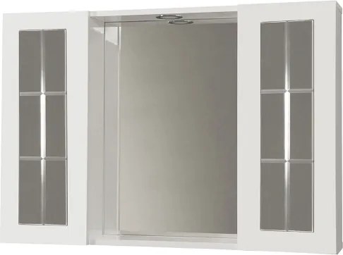 Specchiera bagno 91 cm Bianco Lucido a 2 ante inglesina con luce LED