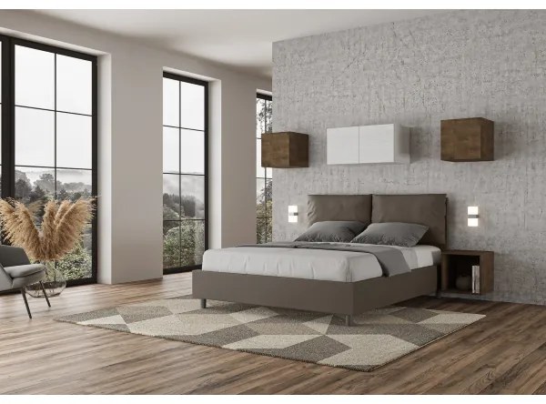 Letto matrimoniale senza rete imbottito 160x200 similpelle cappuccino Antea