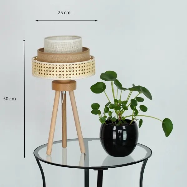 Brilagi - Lampada da tavolo CEDAR LUNETA 1xE27/15W/230V rattan/marrone/crema