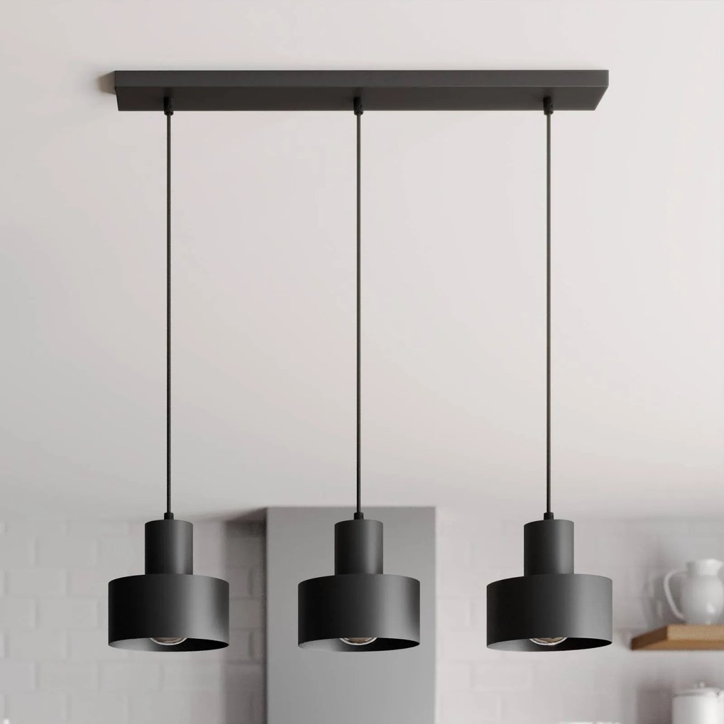 SIGMA Lampada a sospensione Rif, lineare a 3 luci, nero