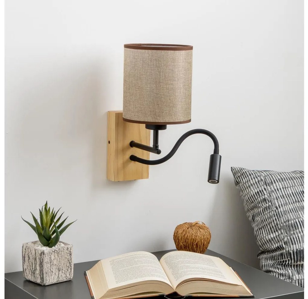 Brilagi - Applique a LED NUBILA WOOD 1xE27/25W/230V + LED/3W quercia/marrone