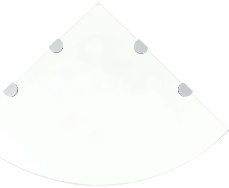 Scaffali Angolari 2 Pz Supporti Cromati E Vetro Chiaro 45x45 Cm /
