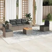 Set Divano da Giardino 6 pz con Cuscini Grigio in Polyrattancod mxl 113612